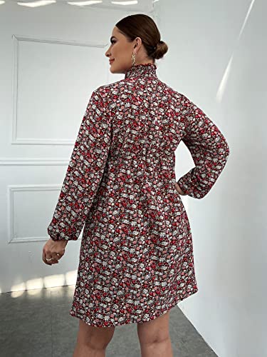 Long Sleeve Floral Print Ruffle Short Dress