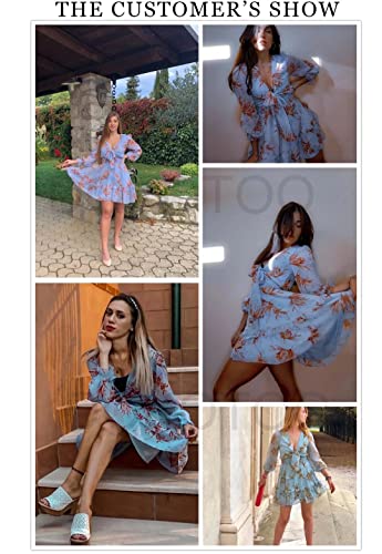 Casual Vacation  Ruffle  Long Sleeve Empire Waist Tie Knot Cute Chiffon Dress