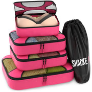 5 Set Packing Cubes Travel Luggage Organizers with Laundry Bag