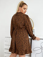Long Sleeve Floral Print Ruffle Short Dress