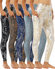 "The Best Leggings" with Pockets High Waisted Tummy Control Snake Print 5Pack set