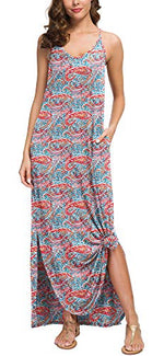 Casual Loose  Long Cami Maxi Dresses with Pocket
