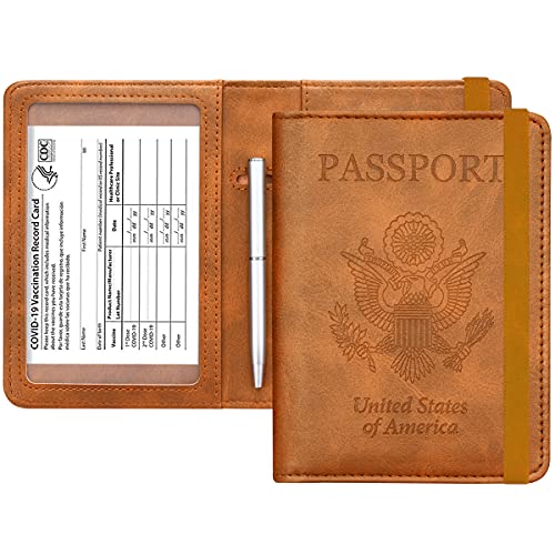 Passport and Vaccine Card Holder  Leather RFID Blocking  Passport Holder