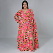 Plus Size New Women Clothing Cardigan Dress Office High Waist Print  Dress