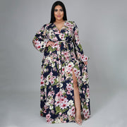 Plus Size New Women Clothing Cardigan Dress Office High Waist Print  Dress