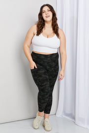 Full Size Camouflage Wide Waistband Leggings With Pockets