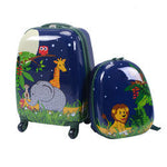 2 pcs 12" 16" Dark Blue Kids Suitcase Backpack School Luggage Set
