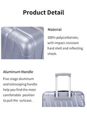 Pure PC 16&quot; Hard Case Luggage Computer Case With Universal Silent Aircraft Wheels Silver