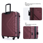 3 Piece Luggage Sets ABS Lightweight Suitcase with Spinner Wheels