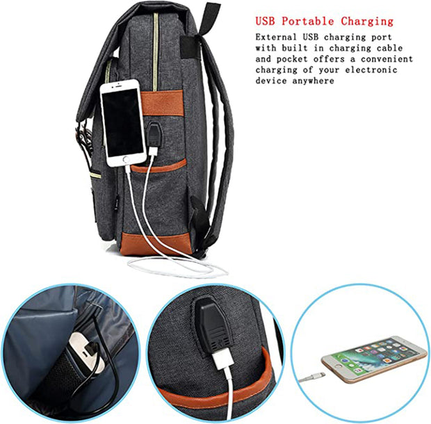 Laptop Backpack with USB Charging Port, Water Resistant Travelling Backpack