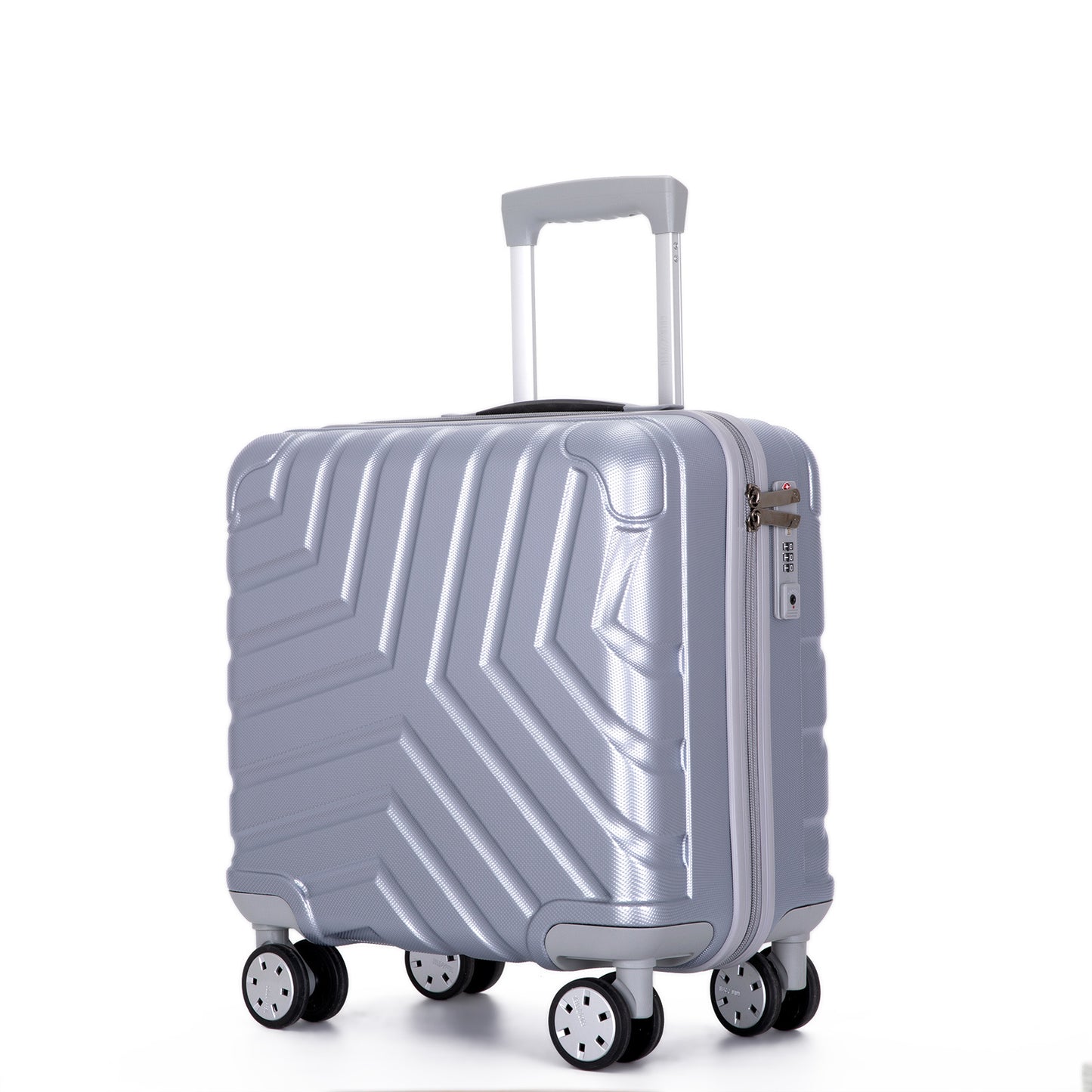 Pure PC 16&quot; Hard Case Luggage Computer Case With Universal Silent Aircraft Wheels Silver