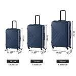 3 Piece Luggage Sets ABS Lightweight Suitcase with Spinner Wheels