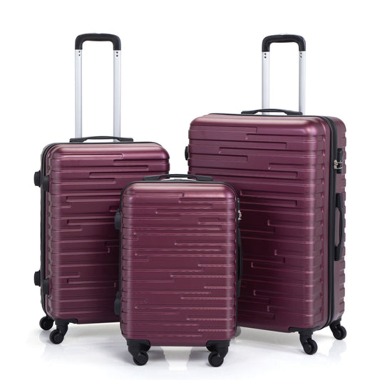 3-piece Trolley Case Set, 360 Degree Rotation Wheels with TSA Lock, Travel Suitcase Set, Claret XH