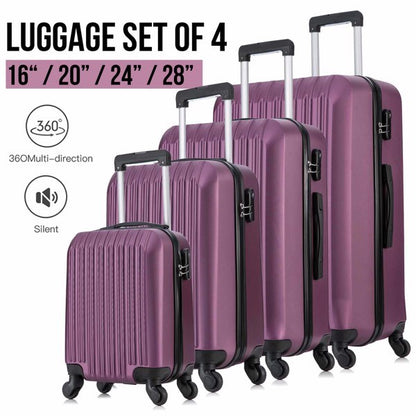 4 Piece Set Luggage Sets Suitcase ABS Hard shell Lightweight Spinners