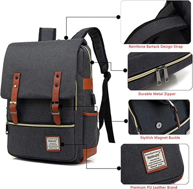 Laptop Backpack with USB Charging Port, Water Resistant Travelling Backpack