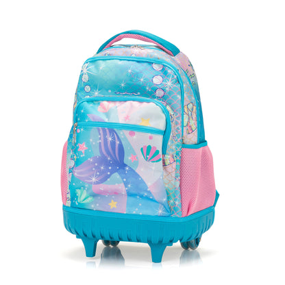 20-Inch 3PCS Kids Rolling Luggage Set; Trolley Backpack with Lunch Bag and Pencil Case for Girls; Suitcase with Mermaid Pattern