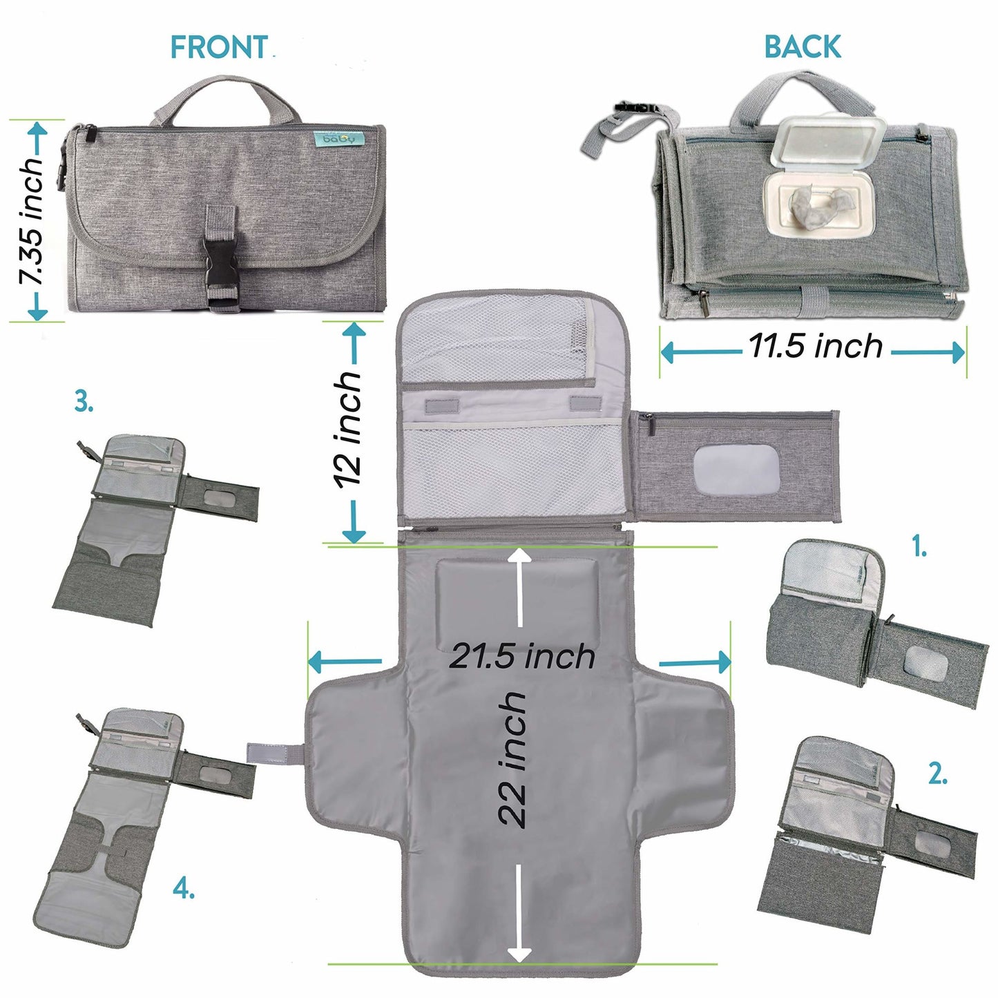 Best Selling Portable Diaper Changing Pad For Newborn Baby Diaper Changing Pad With Smart Wipe Pouch - Waterproof Travel Changing Kit