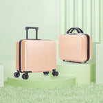 2 Piece Travel Luggage Set Hard shell Suitcase with Spinner Wheels 18' Underseat luggage and 14' Comestic Travel case Toiletry box Champagne