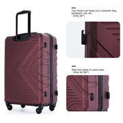3 Piece Luggage Sets ABS Lightweight Suitcase with Two Hooks Spinners