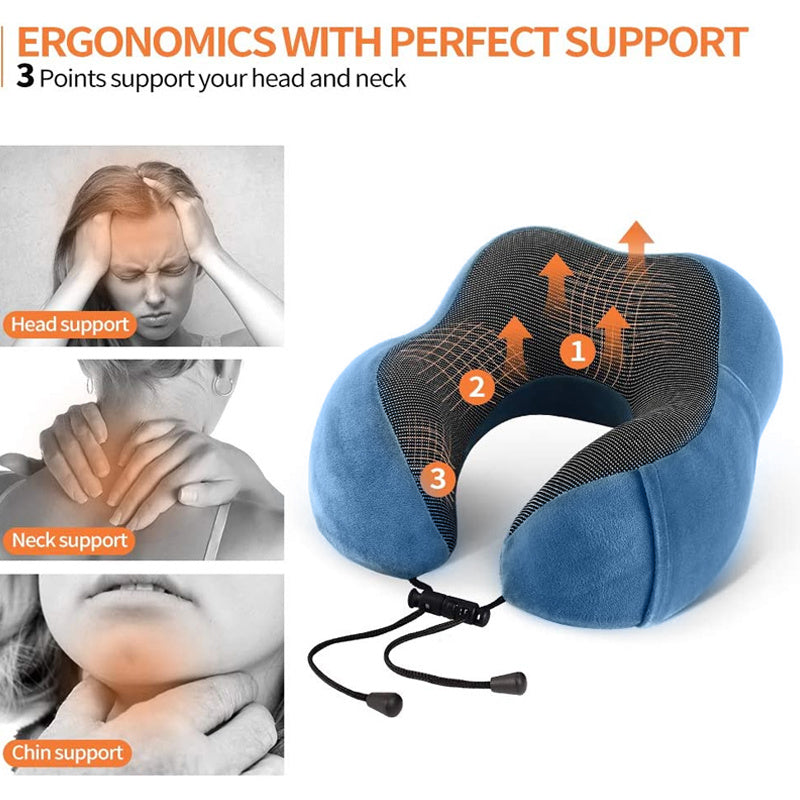 U Shaped Memory Foam Neck Pillows Soft Slow Rebound Space Travel Pillow Massage Sleeping Airplane Pillow Neck Cervical Bedding