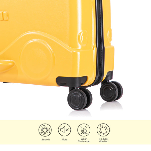 22 Inch Kid's Ride on Suitcase Children's Trolley Luggage Carry-On Luggage with Spinner Wheels \Lock\Safty Belt\Telescoping Handle Yellow