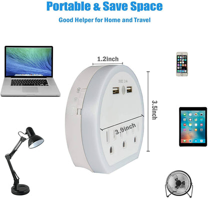 USB Wall Outlet Extender, Surge Protector Wall Outlet Plug with 3 Outlet and 2 USB Port(5V/2.4A)