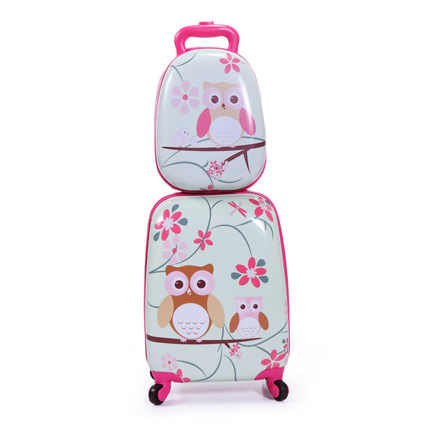 2 PCS Kids Luggage Set, 12\" Backpack and 16\" Spinner Case with 4 Universal Wheels, Travel Suitcase for Boys Girls