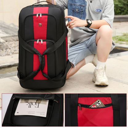 Expandable Waterproof Duffle Bag with Wheel Carry on Luggage Unisex Tote Suitcase Red