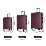 3 Piece Luggage Sets ABS Lightweight Suitcase with Spinner Wheels