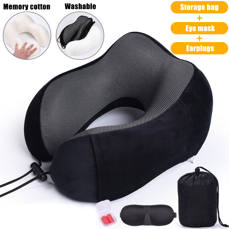 U Shaped Memory Foam Neck Pillows Soft Slow Rebound Space Travel Pillow Massage Sleeping Airplane Pillow Neck Cervical Bedding