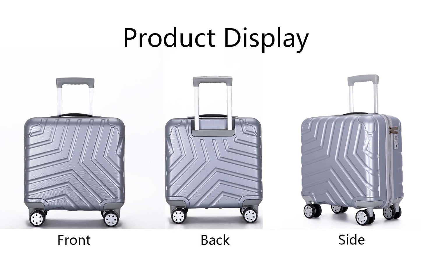 Pure PC 16&quot; Hard Case Luggage Computer Case With Universal Silent Aircraft Wheels Silver