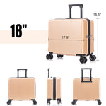 2 Piece Travel Luggage Set Hard shell Suitcase with Spinner Wheels 18' Underseat luggage and 14' Comestic Travel case Toiletry box Champagne