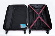 3 Piece Luggage Sets ABS Lightweight Suitcase with Two Hooks Spinners
