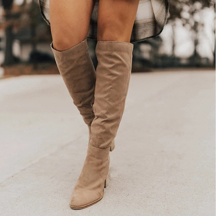 Women's High Boots 2022 Fashion Side Zipper Riding Boots Women High Heel Shoes Size 43 Women Over The Knee Boots Botas De Mujer