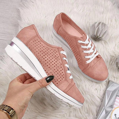Wedge Shoes Summer Autumn Casual Canvas Sneakers Breathable Platform Sneakers Meddle Heel Pointed Toe Air Mesh Shoe