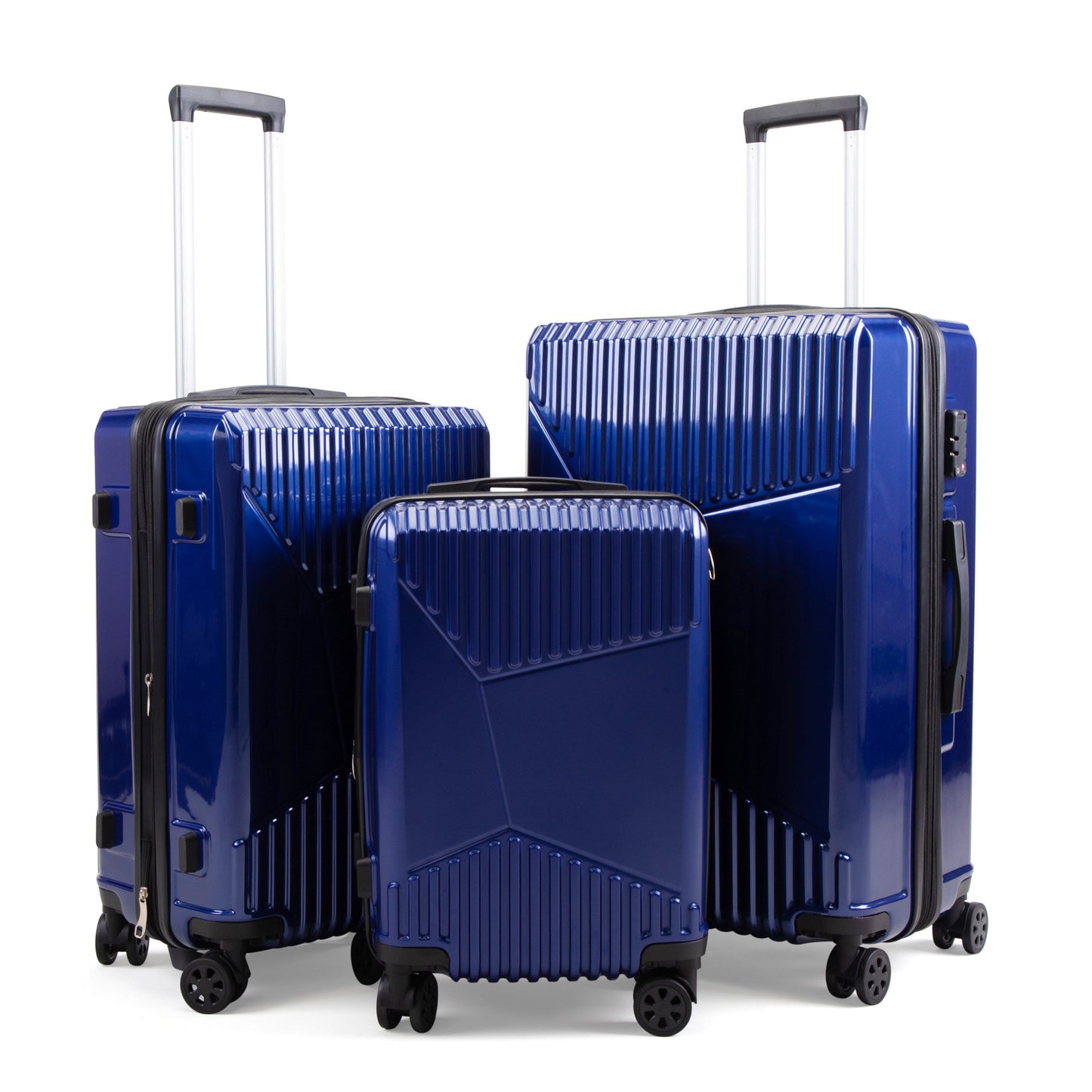 3-Piece Hardshell Luggage, TSA Lock Travel Trolley Suitcase with Spinners