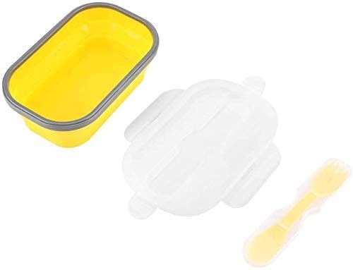 Lunch Box Collapsible Food Storage with Fork Spoon Expandable  Microwave Safe
