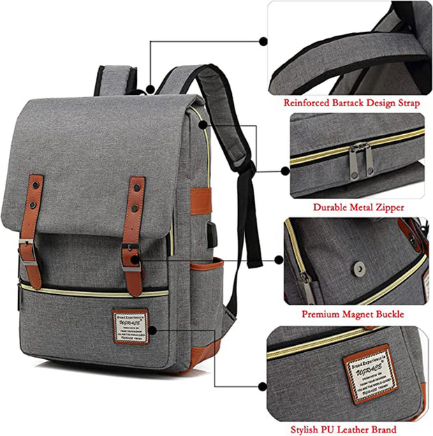 Laptop Backpack with USB Charging Port, Water Resistant Travelling Backpack