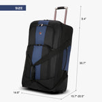 Expandable Waterproof Duffle Bag with Wheel Carry on Luggage Unisex Tote Suitcase Blue