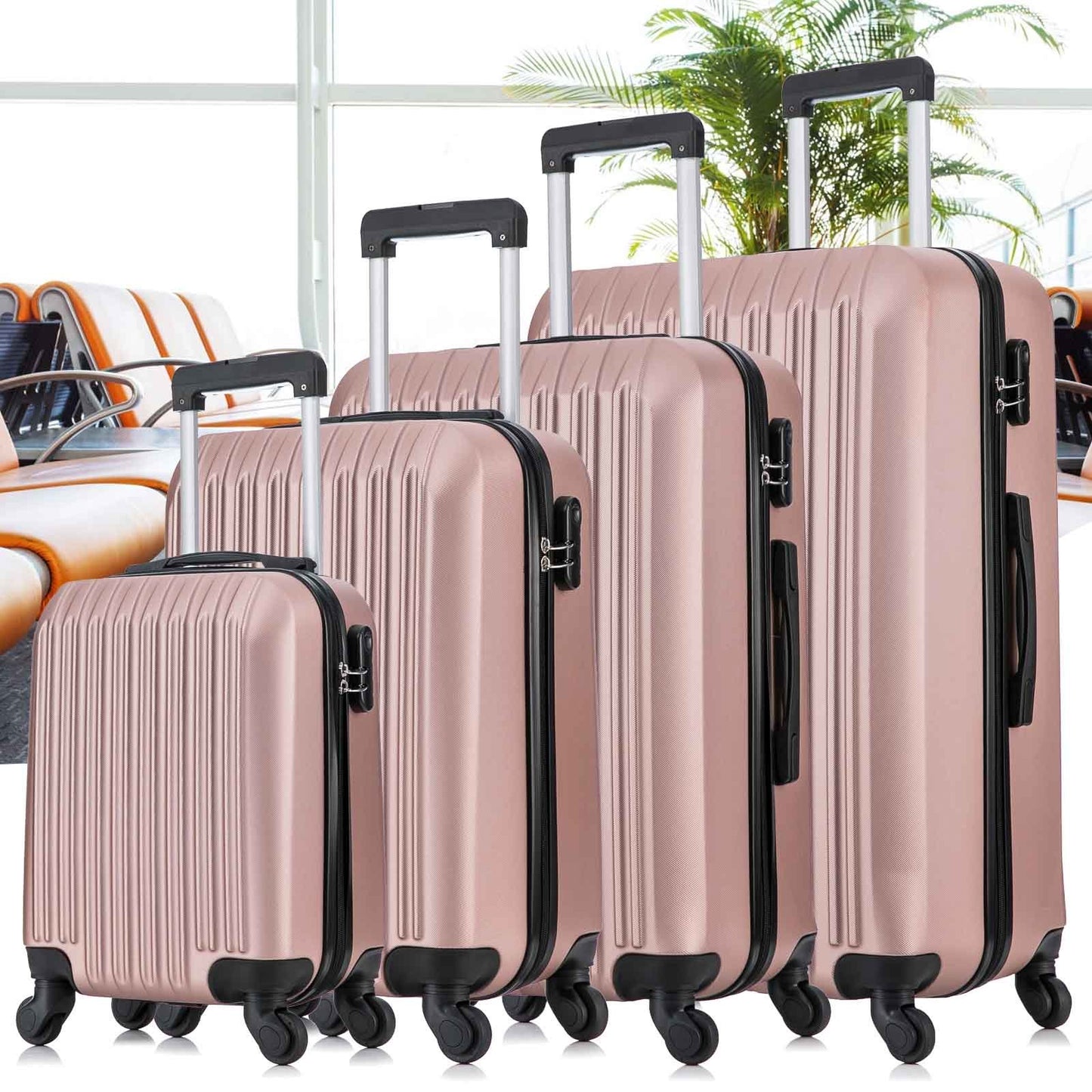 4 Piece Set Luggage Sets Suitcase ABS Hard shell Lightweight Spinner Wheels