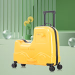 22 Inch Kid's Ride on Suitcase Children's Trolley Luggage Carry-On Luggage with Spinner Wheels \Lock\Safty Belt\Telescoping Handle Yellow