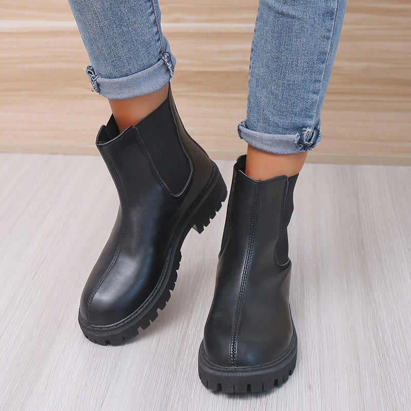 Women Boots Luxury Chelsea Boots Women Ankle Boots Chunky Winter Shoes Platform Boots Slip On Chunky Heel Boot Brand Desiger