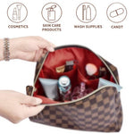 Checkered Makeup Bag;  BAGMIND 2Pcs Travel Cosmetic Bags;  Portable Toiletry Organizer for Women;  Lightweight and Waterproof Leather Toiletries Bag for Girl Friend Wife Christmas Gifts;  Brown