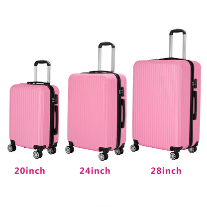 3-Piece 20" & 24" & 28" Luggage Set Travel Bag ABS Trolley Spinner