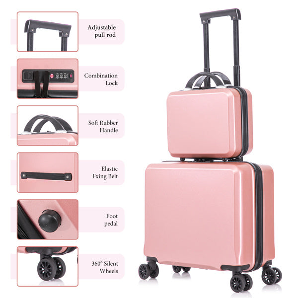 2 Piece Travel Luggage Set Hard shell Suitcase with Spinner Wheels 18'