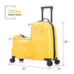 22 Inch Kid's Ride on Suitcase Children's Trolley Luggage Carry-On Luggage with Spinner Wheels \Lock\Safty Belt\Telescoping Handle Yellow