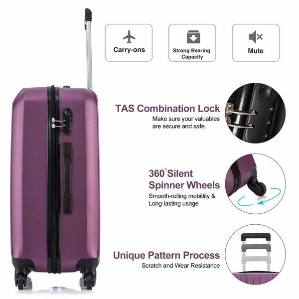 4 Piece Set Luggage Sets Suitcase ABS Hard shell Lightweight Spinners