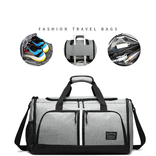 Duffel Bag with 10 Optimal Compartments Including Water Resistant Pouch