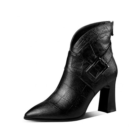 Sexy Women Boots 2022 Autumn and Winter V-Neck High Heels Ankle Shoes Boots Leather Booties Feminina Woman Wedding Party Shoes