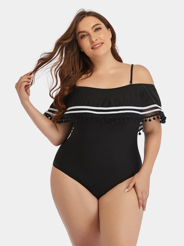 Manhattan Beach Getaway Plus Size Cold-Shoulder Swimsuit